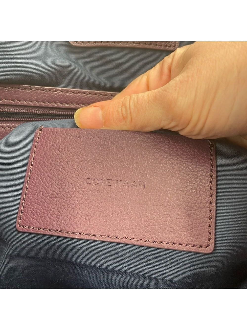 Cole Haan Purple Leather Dual Strap Handbag - Picture 15 of 16